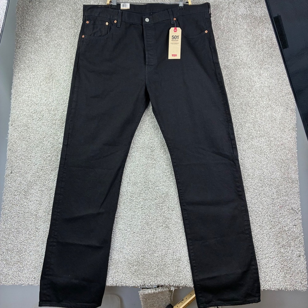 NWT Levi's 501 Original Stretch Jeans Size 44x38 lack Tall Straight Button Fly
